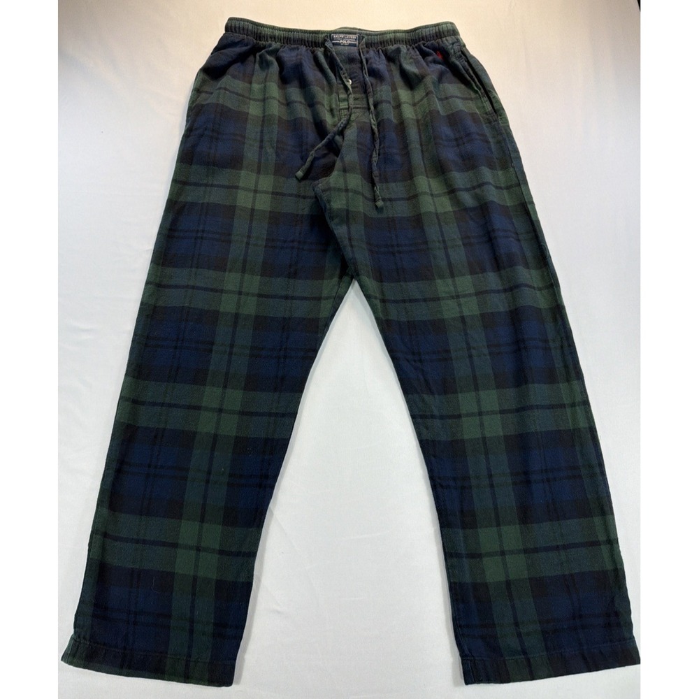 Ralph Lauren Polo Classic Pajama Pants Men's Plaid Green Blue XL